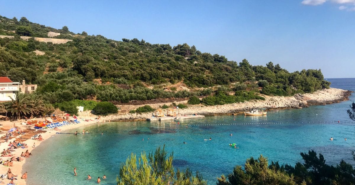 A sheltered rocky cove on the Adriatic coast