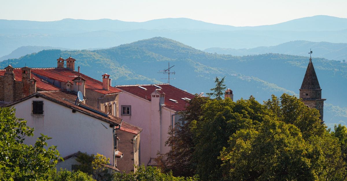 The hill town of Motovun above the mist