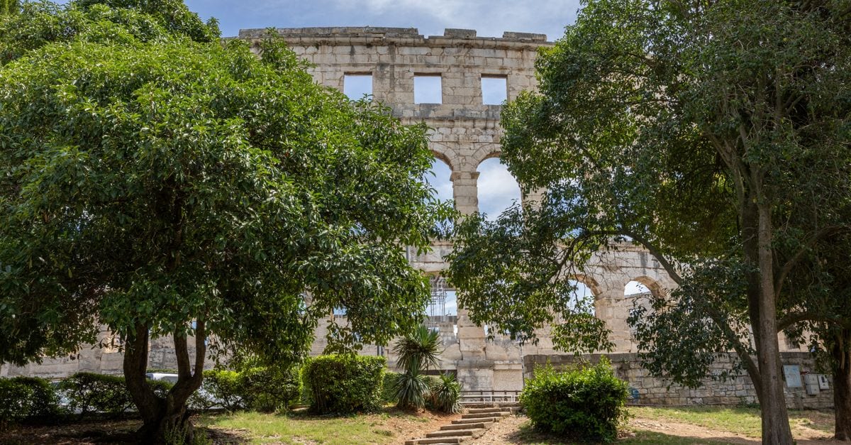 Stone arches of the Roman amphitheatre in Pula